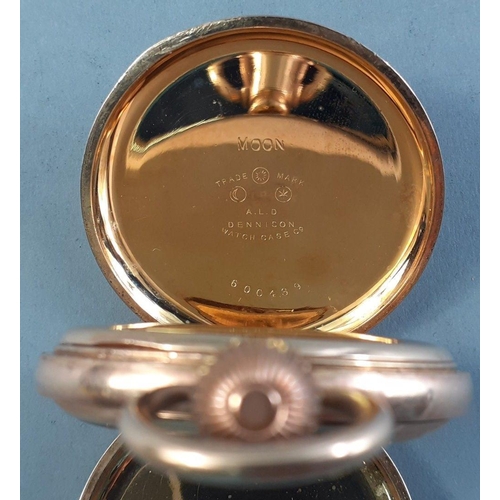 116 - A DENNISON 10ct plated pocket watch. Not currently running. 42mm case.  A beautiful piece.#116