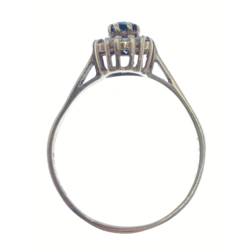 2 - A 9ct gold ring with sapphire and 8 small diamonds (tested), size R, gross weight 1.79g approx#2