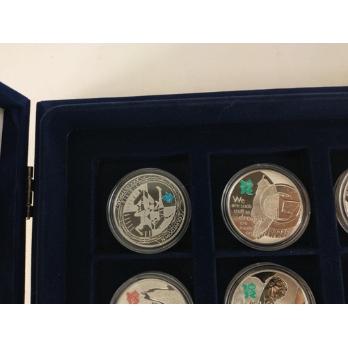 65 - WESTMINSTER MINT 0.925 STERLING SILVER COIN SET. Thirteen coins each with a Five Pound face value. E... 