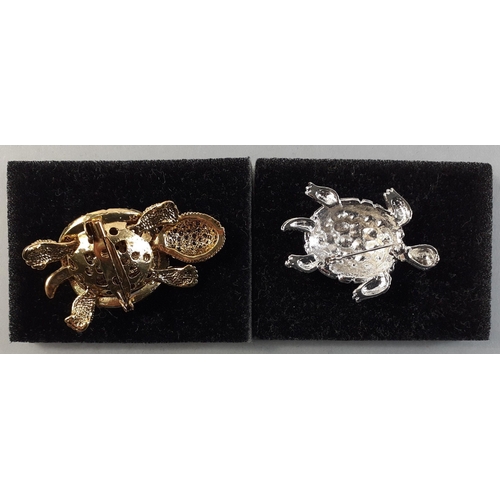 88 - Two rather lovely blingy turtle brooches each approximately 5cm in length#88