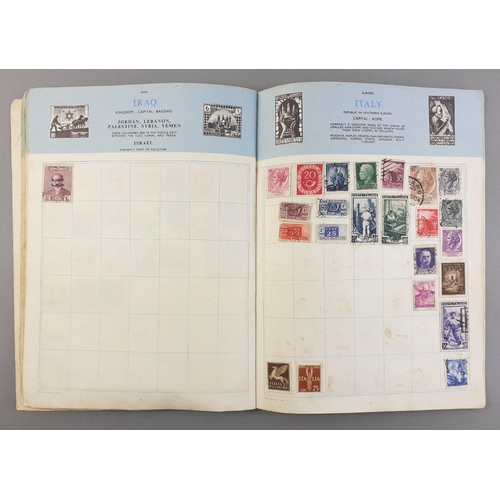 133 - Small stamp album with content and loose cut stamps.  Includes a small amount of tea, wizard etc. co... 