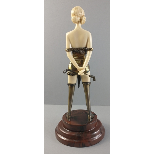 244 - After Chiparus. An Art Deco style quality cheeky resin figure of 'The Whip Girl'. 32cm approx.#74... 