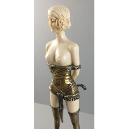 244 - After Chiparus. An Art Deco style quality cheeky resin figure of 'The Whip Girl'. 32cm approx.#74... 