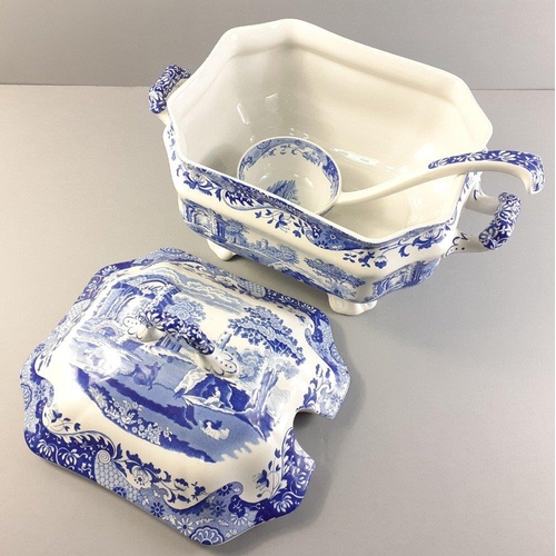 297 - A large SPODE ITALIAN soup tureen with matching ladle, width (inc. handles) approx 34cm, height appr... 