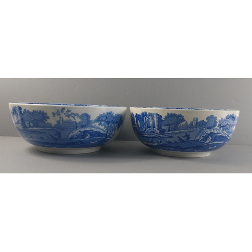 305 - Two SPODE ITALIAN bowls with older Copeland stamps, one W 24cm x H10cm, the other W26cm x H10cm (has... 