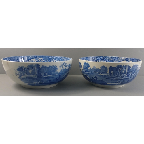 305 - Two SPODE ITALIAN bowls with older Copeland stamps, one W 24cm x H10cm, the other W26cm x H10cm (has... 