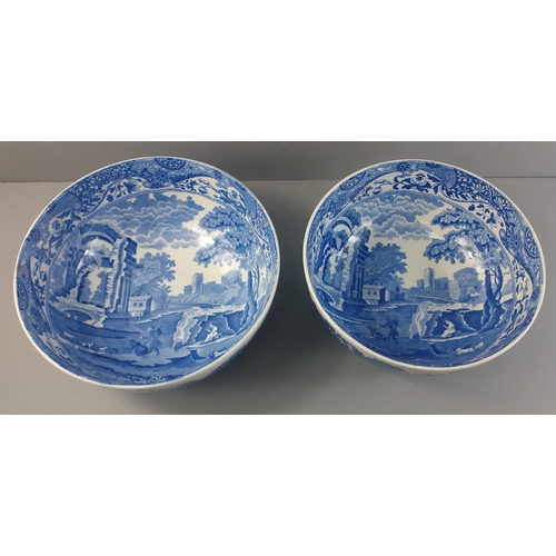 305 - Two SPODE ITALIAN bowls with older Copeland stamps, one W 24cm x H10cm, the other W26cm x H10cm (has... 