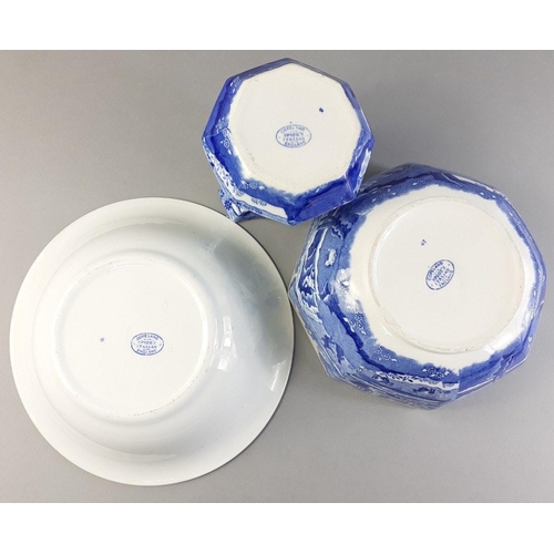 311 - A SPODE ITALIAN bowl 24cm dia, an octagonal bowl (19cm dia), and a small jug 12cm high.  All in good... 