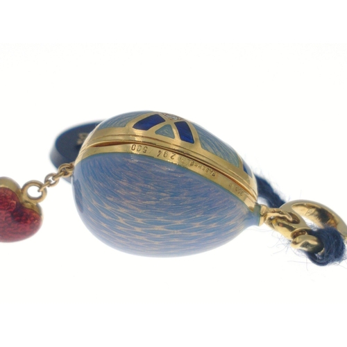 39 - EXQUISITE - A small 18ct yellow gold and diamond set pale blue and dark blue enamel FABERGE pendant ... 