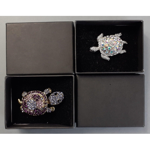 88 - Two rather lovely blingy turtle brooches each approximately 5cm in length#10