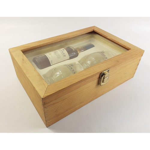 108 - A wooden presentation display case comprising 1 x 20cl bottle of TALISKER single malt and 2 Talisker... 