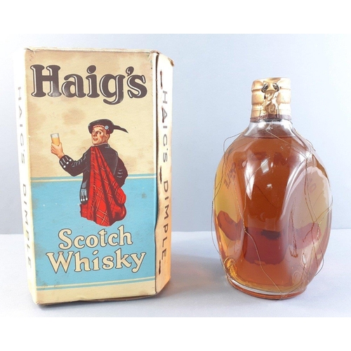 157 - HAIG's DIMPLE blended whisky in rare Sports Box depicting golf, cricket, polo, hunting scenes. Stand... 