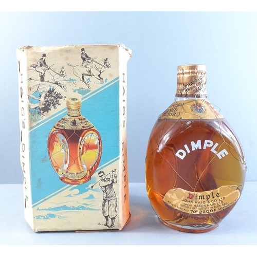 157 - HAIG's DIMPLE blended whisky in rare Sports Box depicting golf, cricket, polo, hunting scenes. Stand... 