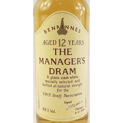 22 - BENRINNES aged 12 Years Scotch Whisky THE MANAGER'S DRAM Dated 2.11.1988#28