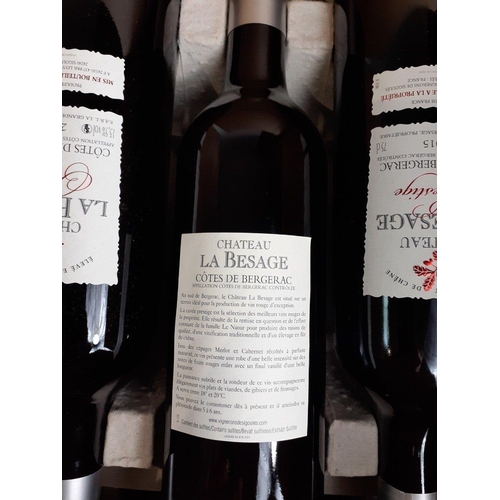 247 - A case of six 2015 CHATEAU LA BESAGE, Cotes De Bergerac wine. In well stored condition.#267