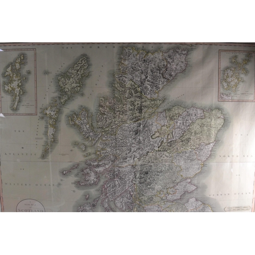 289 - STUNNING and rare to find! Large framed SCOTLAND map by JOHN CRAY published 1801 with original hand ... 