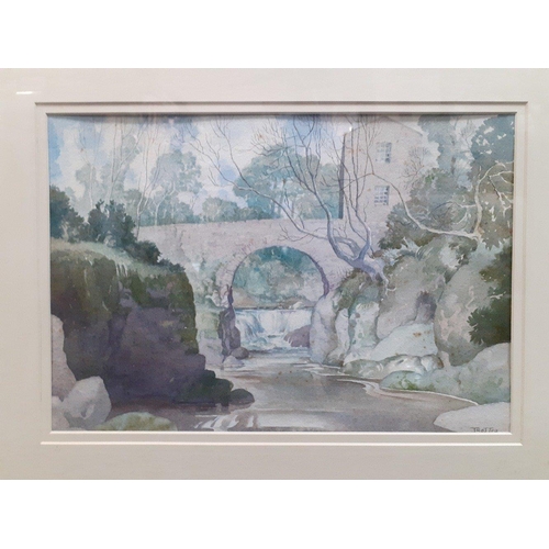 308 - Framed watercolour of Bridge on Penkill Ayrshire approx 56 by 47cm approx, by ALEXANDER MASON TROTTE... 