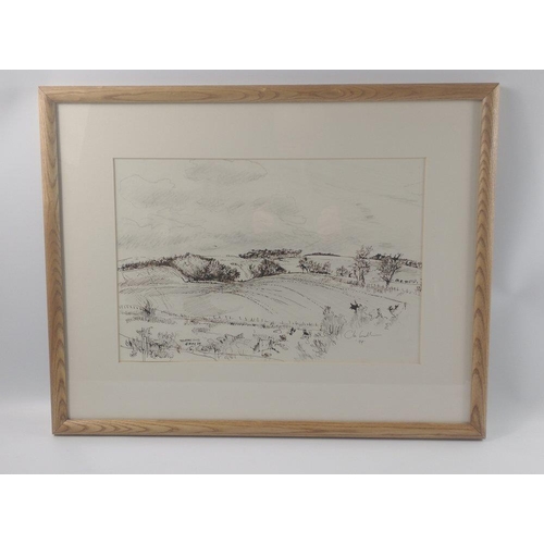 310 - CHRIS CONNELL framed pen and ink drawing titled 'Hoprigshiel, Berwickshire#331