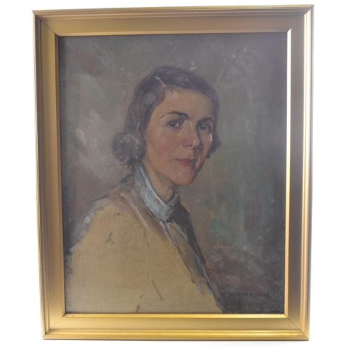 318 - THOMAS BONAR LYON Scottish (b 1873-1955) 'Portrait of a Young Woman' oil on card 45cm x 36cm approx#... 