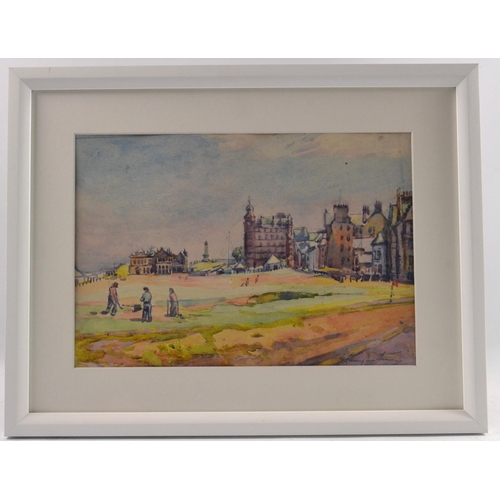 350 - GEORGE CUNNINGHAM STEVENSON Scottish '18th Hole, St Andrews Old Course'  - Watercolour.#371