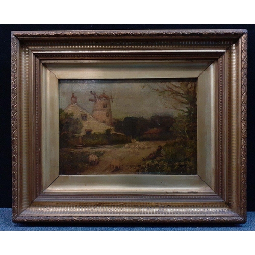 366 - Two original EDWARDIAN gilt framed oil on canvas paintings of country scenes, one and idyllic countr... 