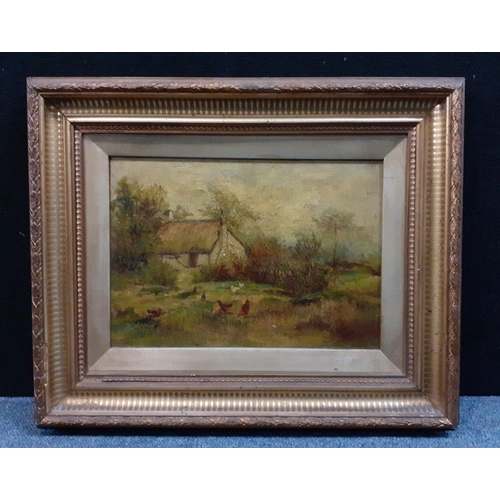 366 - Two original EDWARDIAN gilt framed oil on canvas paintings of country scenes, one and idyllic countr... 