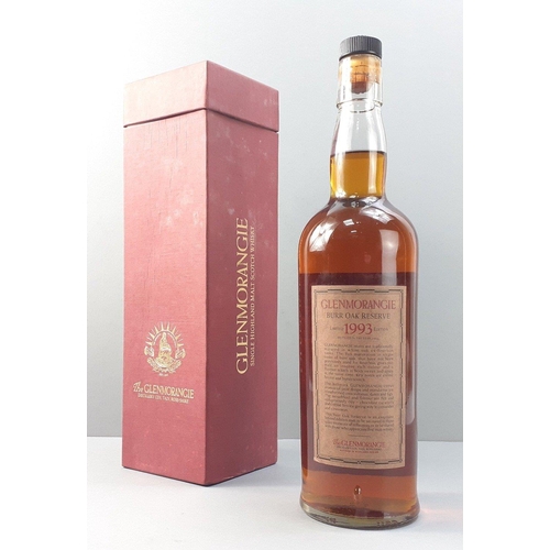 43 - A boxed 70cl bottle of 1993 GLENMORANGIE Burr Oak Reserve single Highland malt whisky being bottle 1... 