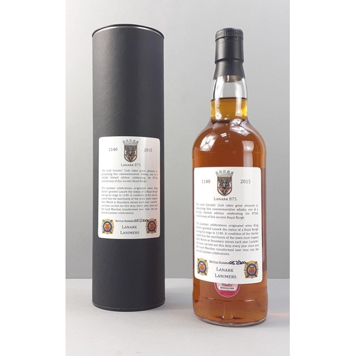 65 - A bottle of 2015 LANARK 875 Lanimers Highland Single Malt Scotch Whisky. Commemorative bottle 057/30... 