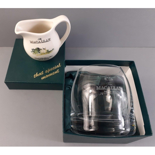 9 - A boxed special moment MACALLAN single malt whisky glass and small size Macallan water jug#9