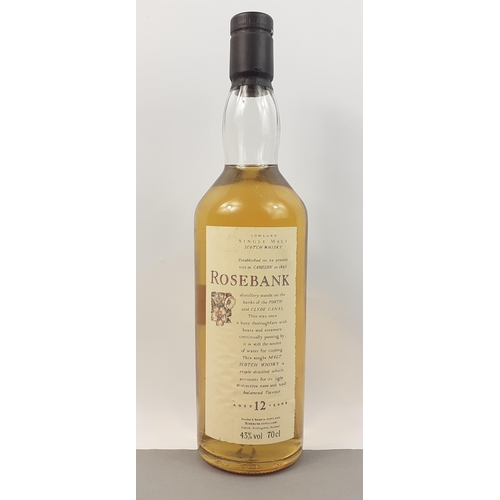 101 - A 70cl bottle of ROSEBANK single malt whisky aged 12 years, gifted at Christmas 2008 with an admonit... 