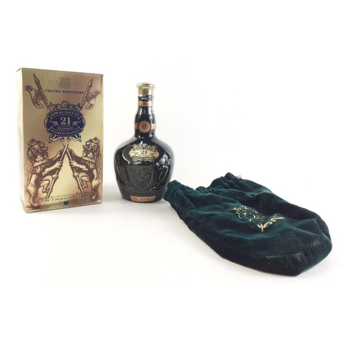 158 - A wonderful set of three CHIVAS ROYAL SALUTE 21 years blended comprising Ruby, Emerald and Sapphire ... 