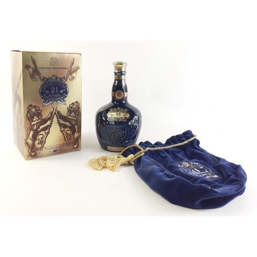 158 - A wonderful set of three CHIVAS ROYAL SALUTE 21 years blended comprising Ruby, Emerald and Sapphire ... 