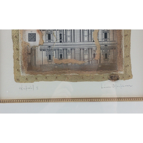 296 - A pair of EXQUISITE ORIGINAL collage/parchment of St Paul's Cathedral mounted and in smart gilded fr... 