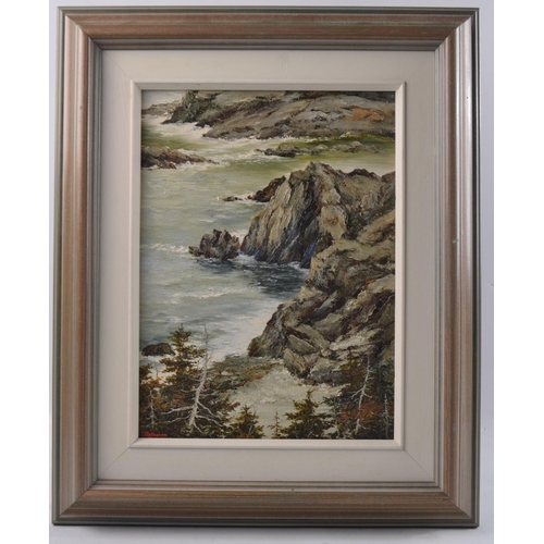 325 - GEORGINA C A STEPHEN AUSTRALIAN untitled oil on board of coastal scene#113