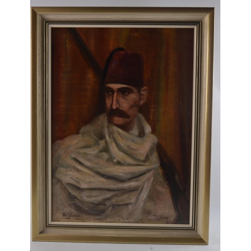 328 - WILLIAM GALLAWAY Scottish 'ON GUARD' dated 1889 oil on canvas.#116