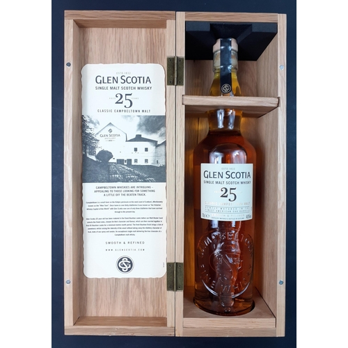 56 - GLEN SCOTIA 25 year old classic Campbelltown Malt  2018, 70cl,  in beautiful wooden presentation box... 