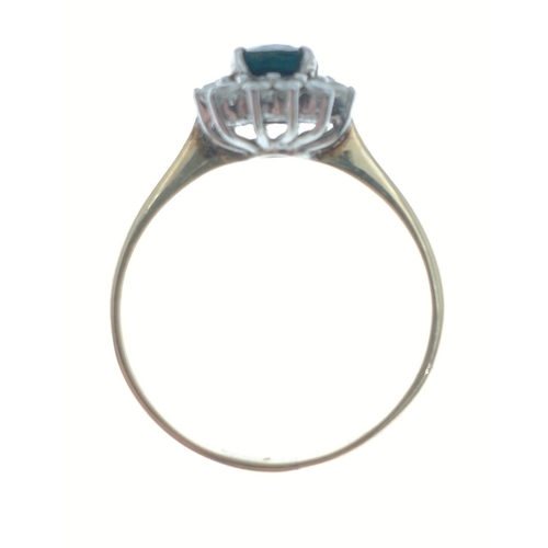 10 - A 18ct diamond and sapphire ring. Size M, gross weight 2.19g approx.  A lovely piece that displays b... 