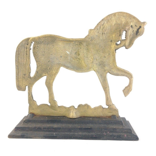 129 - VINTAGE! A lovely large antique brass cast iron mounted door stop in the shape of a stallion.  Lovel... 