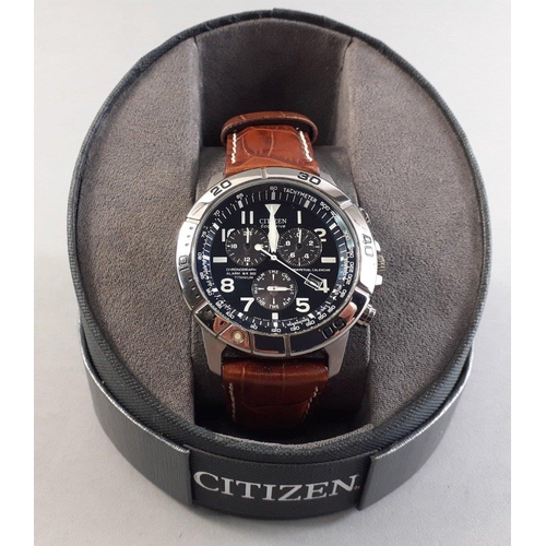 172 - CITIZEN ECO-DRIVE gents watch . Boxed with paperwork and tags. Appears little worn. An attractive wa... 