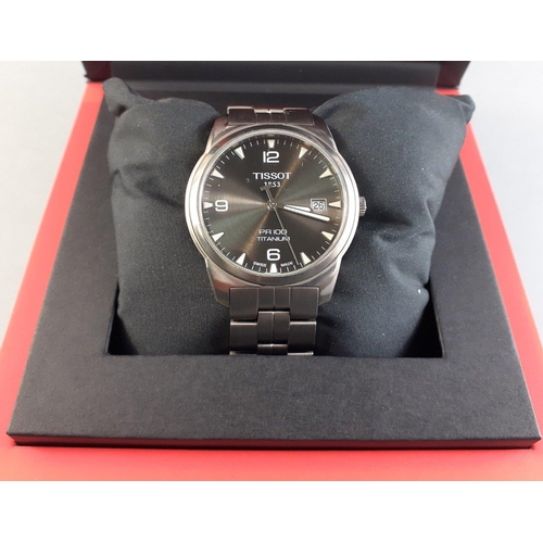 48 - TISSOT 1853 PR100 TITANIUM  watch boxed and in lovely condition. A lovely piece in excellent well ca... 