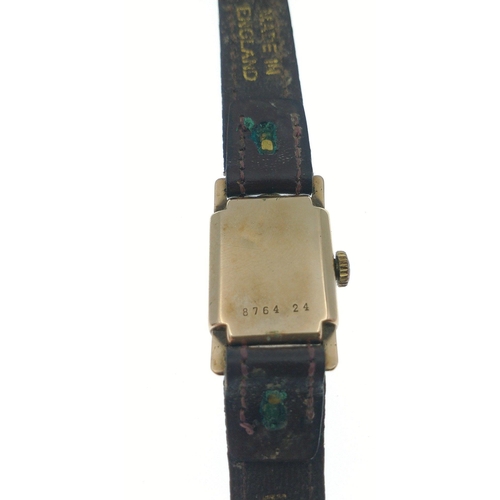 50 - A 9ct gold cased 375 marked vintage ROAMER ladies cocktail watch. Case back weighs 1.6g approx + cas... 