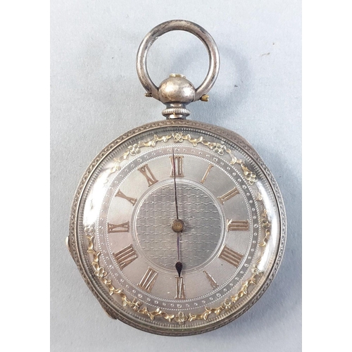 53 - An exquisite silver pocket watch with beautifully silvered 34mm approx face.  No key, untested but a... 