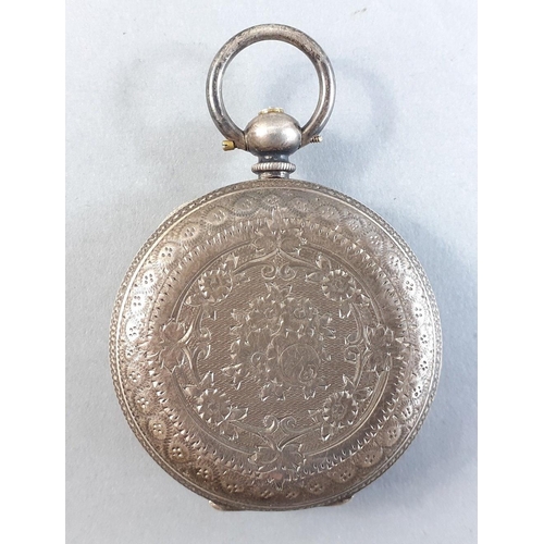 53 - An exquisite silver pocket watch with beautifully silvered 34mm approx face.  No key, untested but a... 