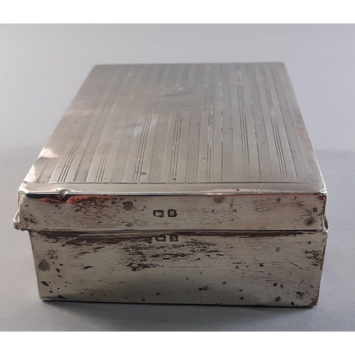 62 - A silver hallmarked cigarette box, with indistinct hallmark and with wooden lining,13x9x4cm approx. ... 