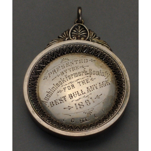 95 - Scottish Agricultural Medal. 1891 AUCHINLECK Farmers Society for Best Bull any age. Won by William S... 