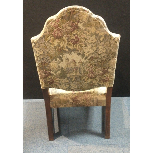 445 - A single pretty nursing chair with attractive floral castle pattern fabric. Height to rear 90cm and ... 