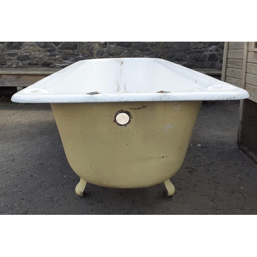 486 - ANTIQUE solid cast iron deep bath - would look great restored or even would make a great ornamental ... 