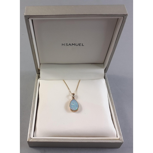 1 - A lovely 375 stamped teardrop shaped opal pendant (1cm long) on a 375 stamped chain approx 42cm long... 