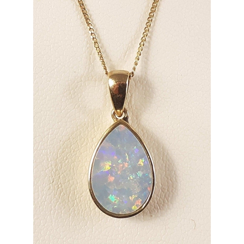 1 - A lovely 375 stamped teardrop shaped opal pendant (1cm long) on a 375 stamped chain approx 42cm long... 