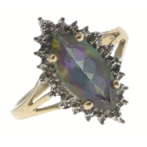 14 - Up to 9ct tested ring size P with a lozenge shaped set MYSTIC TOPAZ stone - gross weight 2.98g appro... 